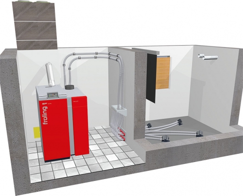 Holzheizung SP Dual mit Pellet-Saugsystem